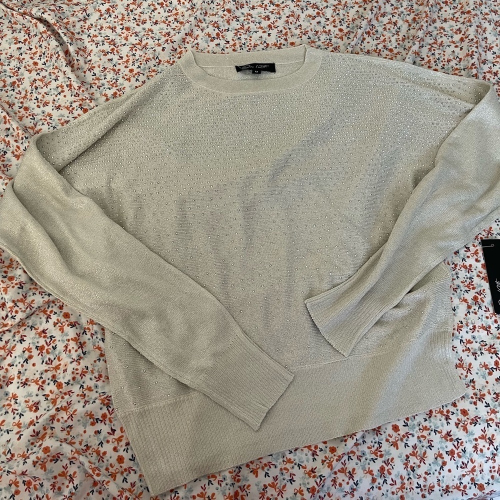 Rhinestones Beige Sweater